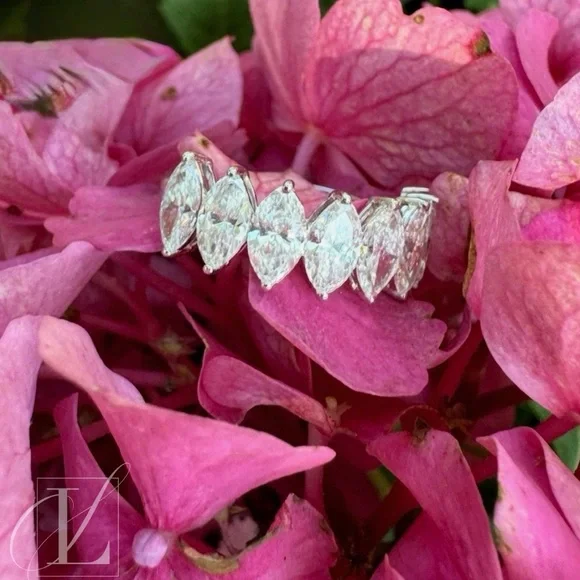 2.57 ctw Lab Grown Marquise Diamond Band in 14K White Gold with Appraisal Report - Picture 5 of 8